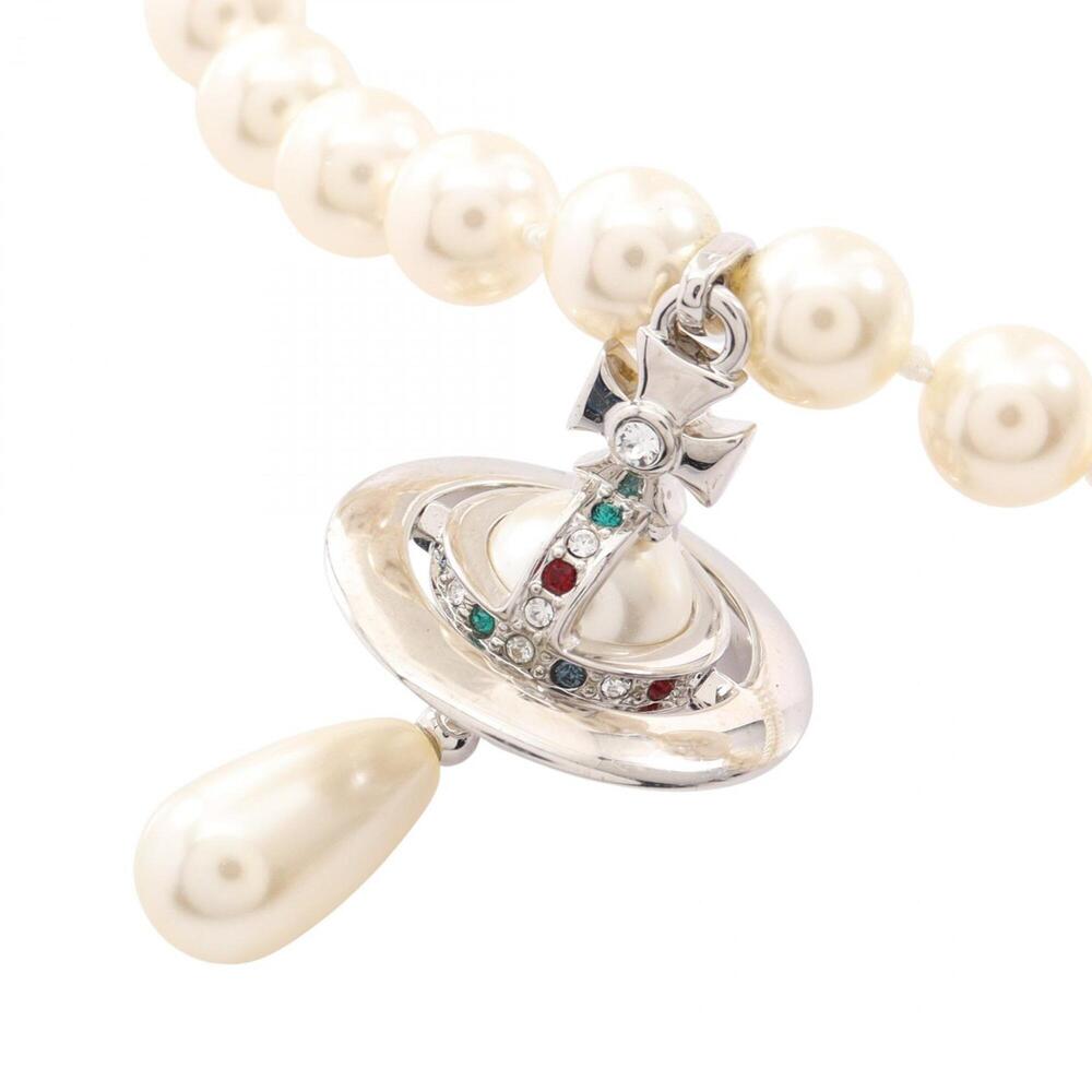 Vivienne Westwood ONE ROW PEARL DROP Choker Accessory - Faux Pearl, Metal, Rh...